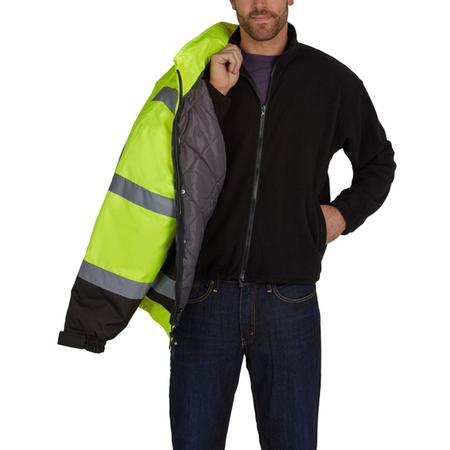 Utility Pro Class 3 Hi Vis Yellow 2-in-1 Bomber Jacket with Fleece Liner