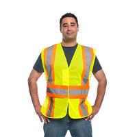 Utility Pro Class 2 Hi Vis Yellow Two Tone Adjustable Mesh Vest with Teflon Fabric Protector: 325