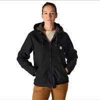 Women's Sherpa Lined Jacket - Loose Fit - Washed Duck - 3 Warmest Rating: BLK