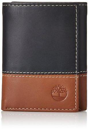 TIMBERLAND HUNTER BLACK BROWN GENUINE LEATHER CREDIT CARD TRIFOLD MEN WALLET