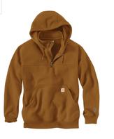 Rain Defender® Paxtpn Heavyweight Hooded Zip Mock Sweatshirt: BRN