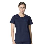 WonderWink 6208 Women's Patience Curved Notch Solid Scrub Top NVY