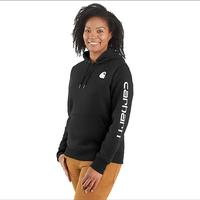 Carhartt  Women's Relaxed Fit Midweight Logo Sleeve Graphic Hoodie: Black