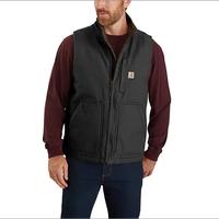  CARHARTT  LOOSE FIT WASHED DUCK SHERPA-LINED MOCK-NECK VEST: BLK