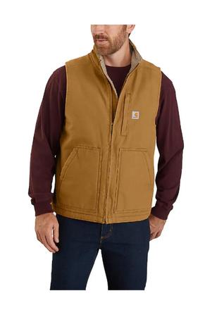  CARHARTT  LOOSE FIT WASHED DUCK SHERPA-LINED MOCK-NECK VEST