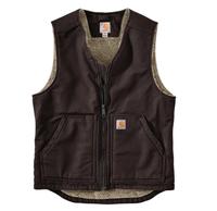 CARHARTT  RELAXED FIT WASHED DUCK SHERPA-LINED VEST: DKB