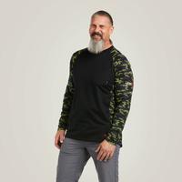 FR Stretch Camo Baseball T-Shirt LS: BLK
