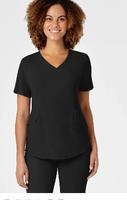 RENEW Women's V-Neck Scrub Top: Black