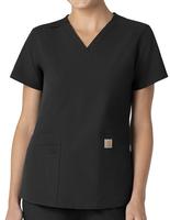 Carhartt Force Essentials Women's V-Neck Scrub Top: Black