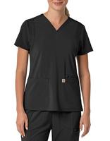 Carhartt Force Cross-Flex Women's Flex Panel V-Neck Scrub Top: BLK