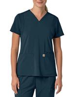 Carhartt Force Cross-Flex Women's Flex Panel V-Neck Scrub Top: Navy